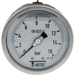 Full stainless steel pressure gauge glycerine axial Ø100 1628 Syveco