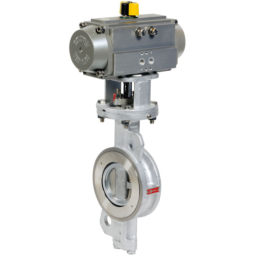 Pneumatic actuated double offset butterfly valves