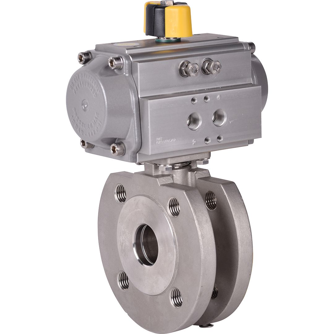 Pneumatic actuated wafer ball valves