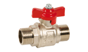 Brass ball valve 548 BSP male/male red butterfly handle