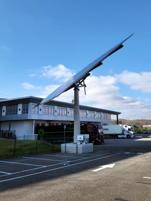 Solar panel system installed in front of the building of Syveco.