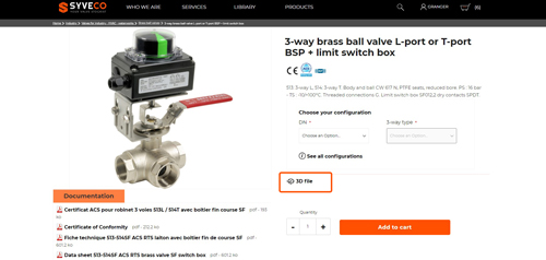 screenshot of a product page with 3D file available